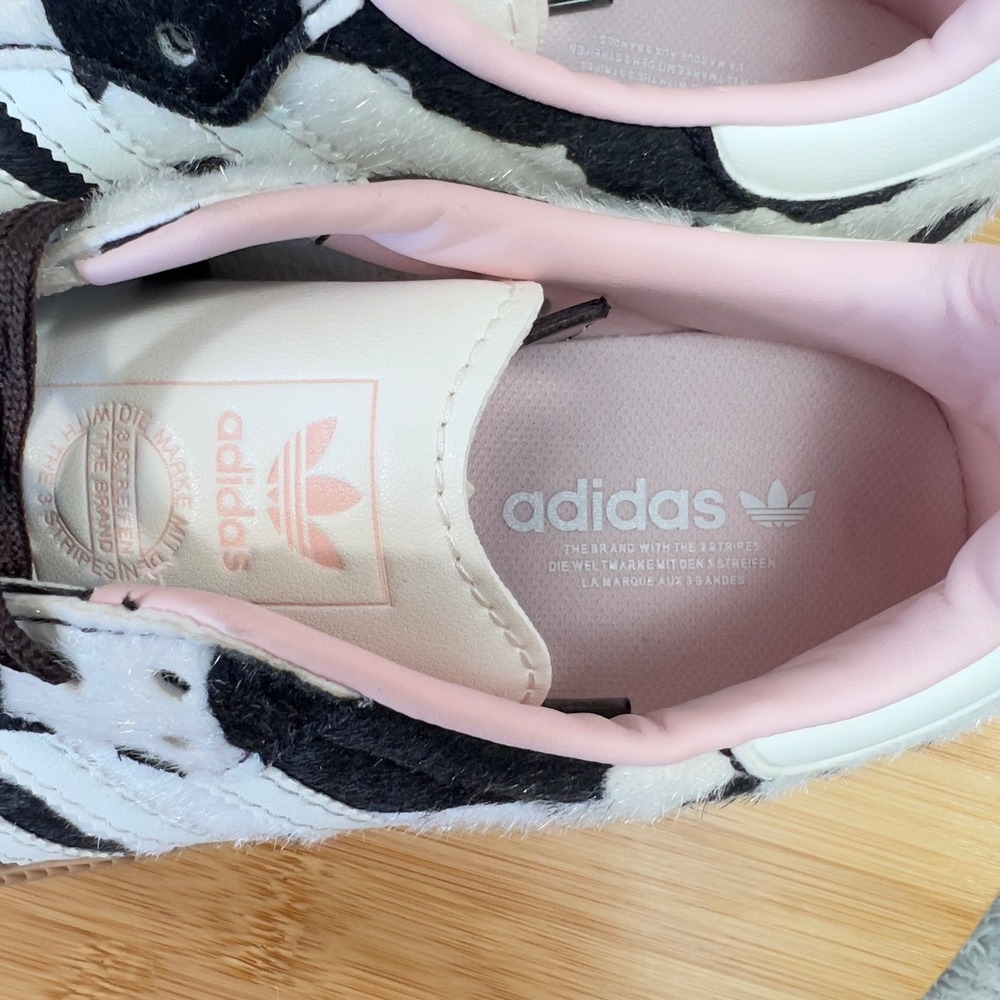 Adidas Samba Cow Print Sneakers Womans 7 White Brown Gum Athleisure NWOT JR1256 - Picture 8 of 9